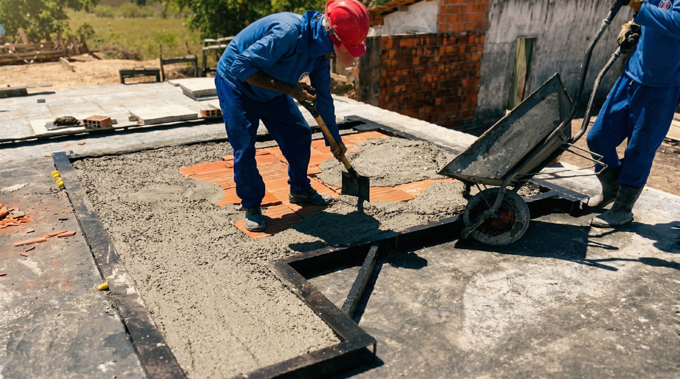 Lançamento do concreto na fôrma