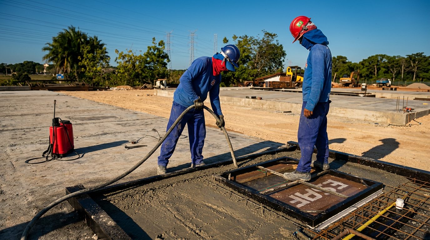 Vibração do concreto para adensamento do painel